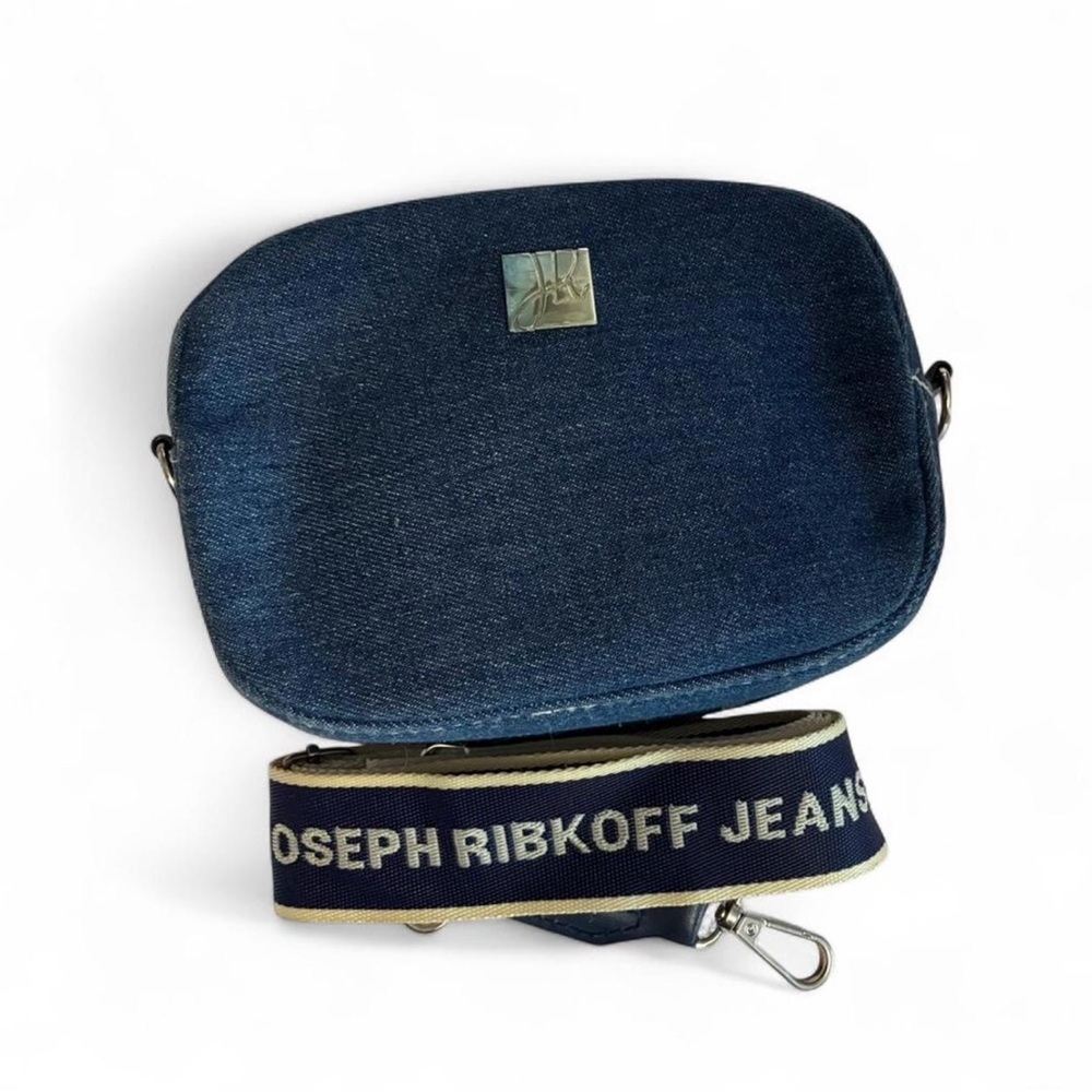 Joseph Ribkoff Denim Belt Crossbody Camera Bag with Logo and Adjustable Strap